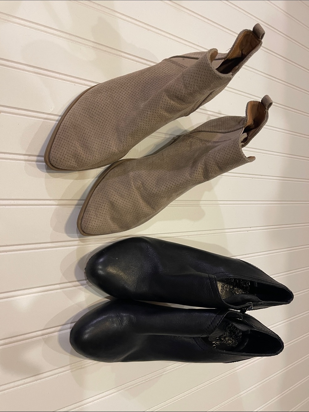 Universal Threads Taupe Suede & Vince Camuto Black Leather Ankle Boots - Pair